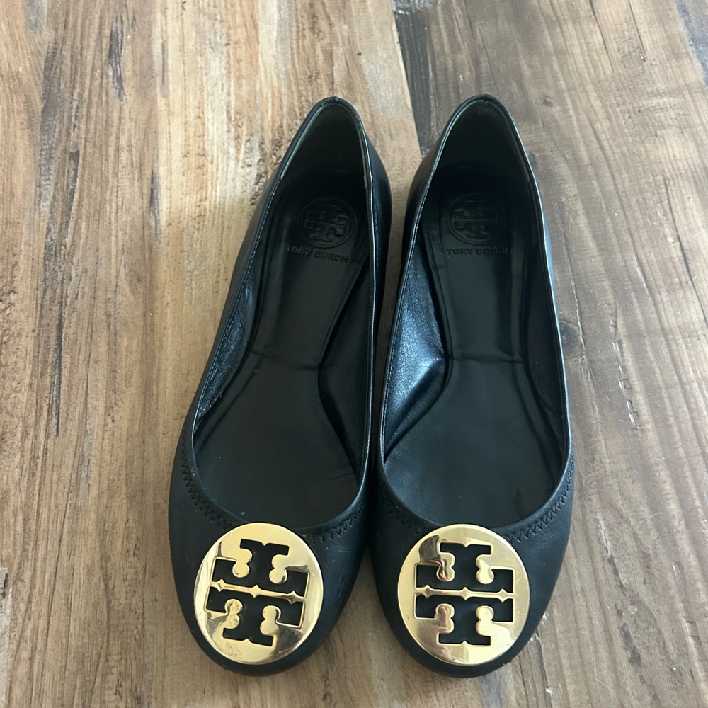 Tory Burch black flats 8.5m leather made in Brazil